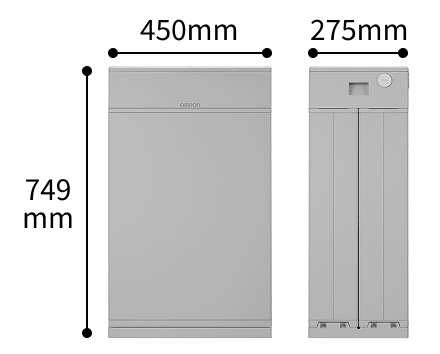 外形寸法写真 450mm x 749mm x 275mm
