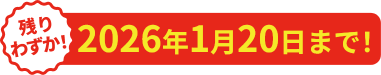 残りわずか！2026年1月20日まで！