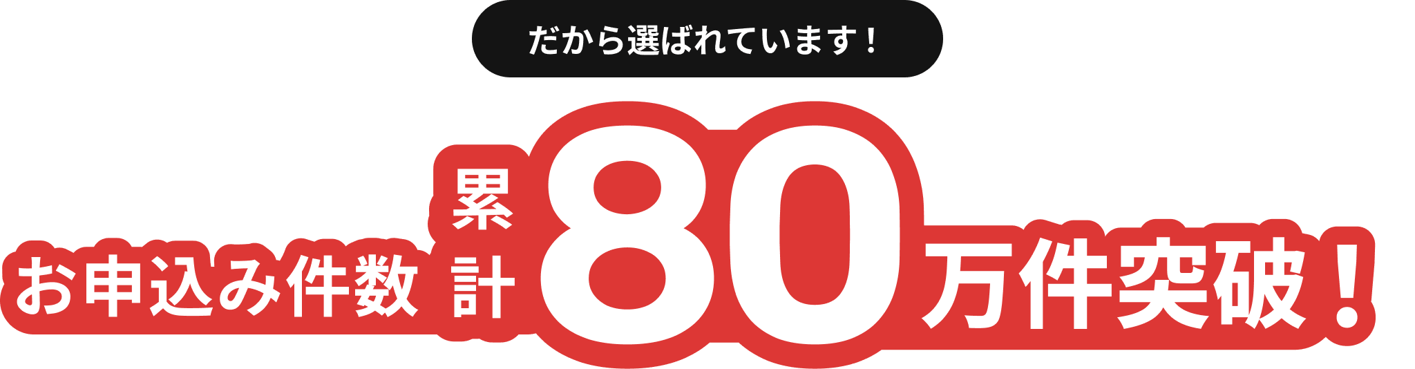 だから選ばれています！お申込み件数 累計80万件突破