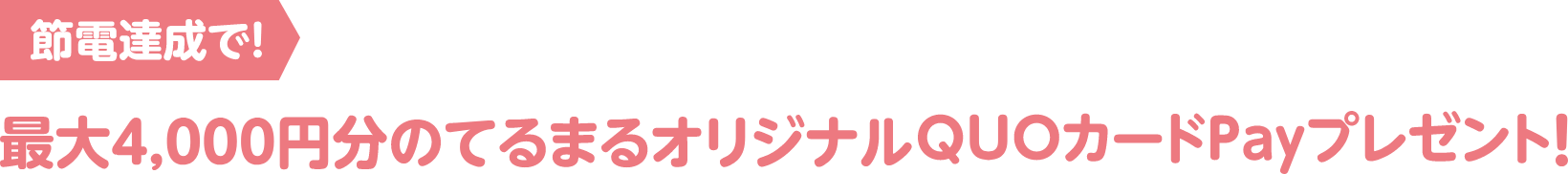 節電達成で！最大4,000円分のてるまるオリジナルQUOカードPayプレゼント！